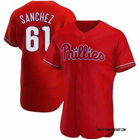 Men%27s Philadelphia Phillies #61 Cristopher Sanchez Red Flex Base Stitched Baseball Jersey Dzhi->philadelphia phillies->MLB Jersey